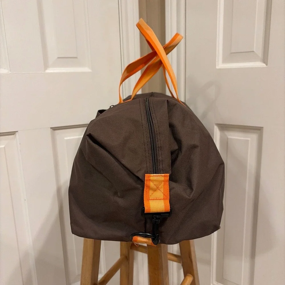Tommy Bahama Duffel Bag Unisex Large Brown Orange Travel Weekender Good Canvas